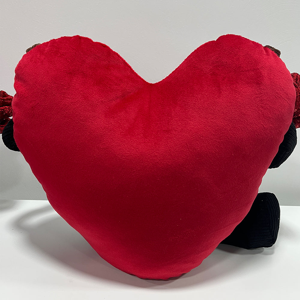 Plush lovely heart with rose decoration