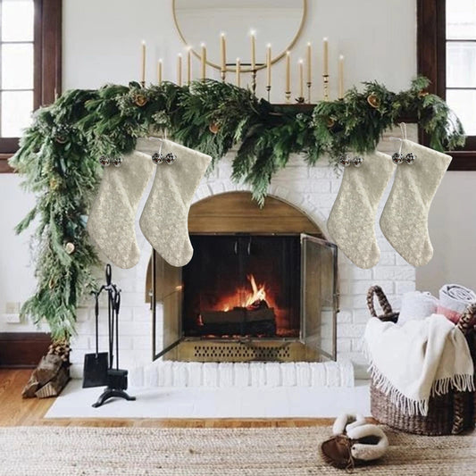 Cozy Up This Christmas: The Perfect Cream Lace Stockings for Your Mantel