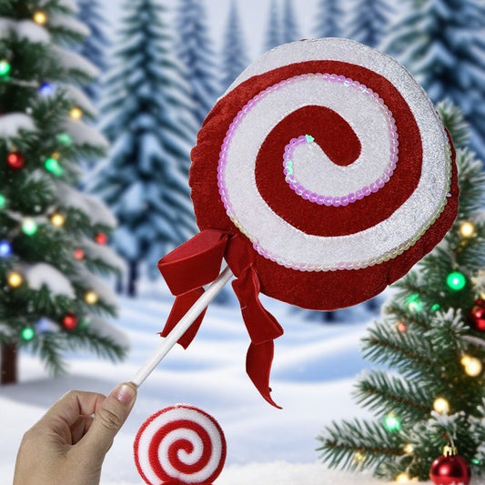 Simulated lollipop ornaments, Christmas decorations, candy tree props, beautiful scenes, creative layout
