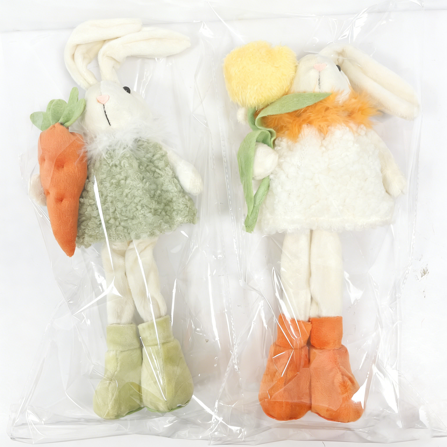 Easter bunny plush decoration with flowers and carrots