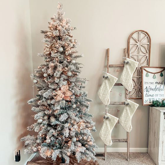 White plush Christmas stocking ornaments