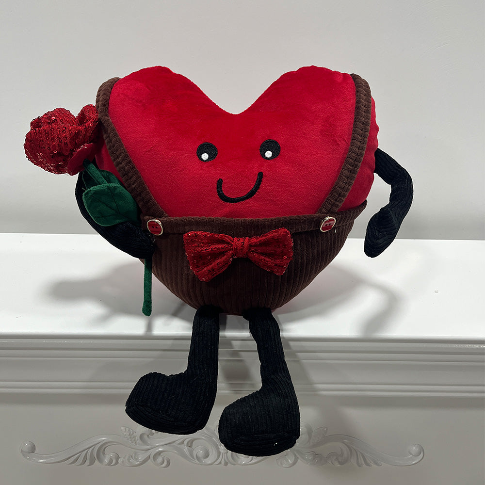Plush lovely heart with rose decoration