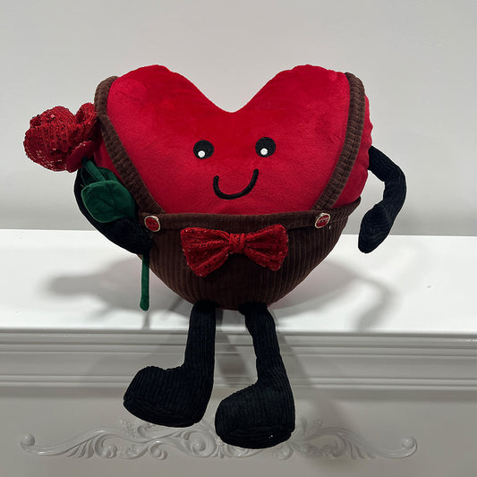 Plush lovely heart with rose decoration