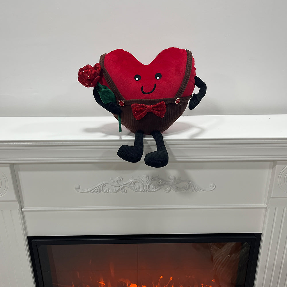 Plush lovely heart with rose decoration