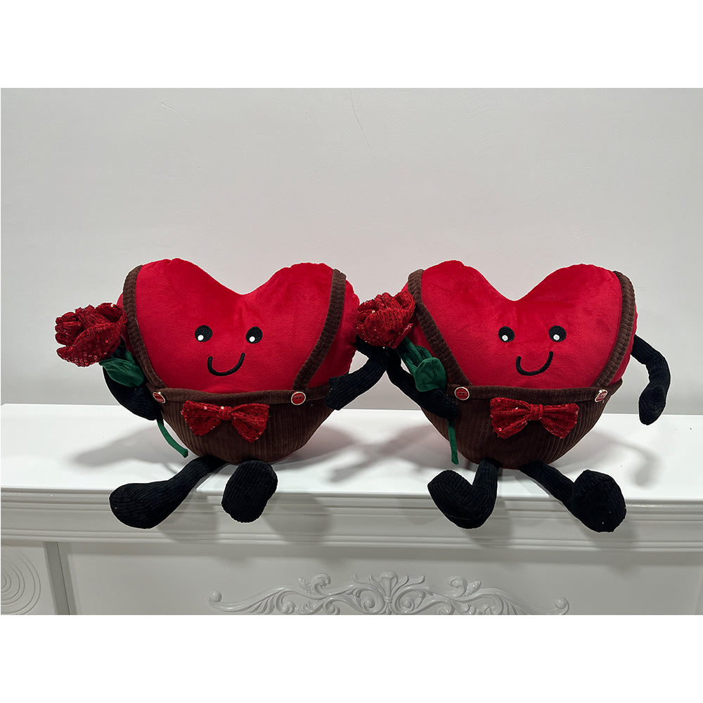 Plush lovely heart with rose decoration