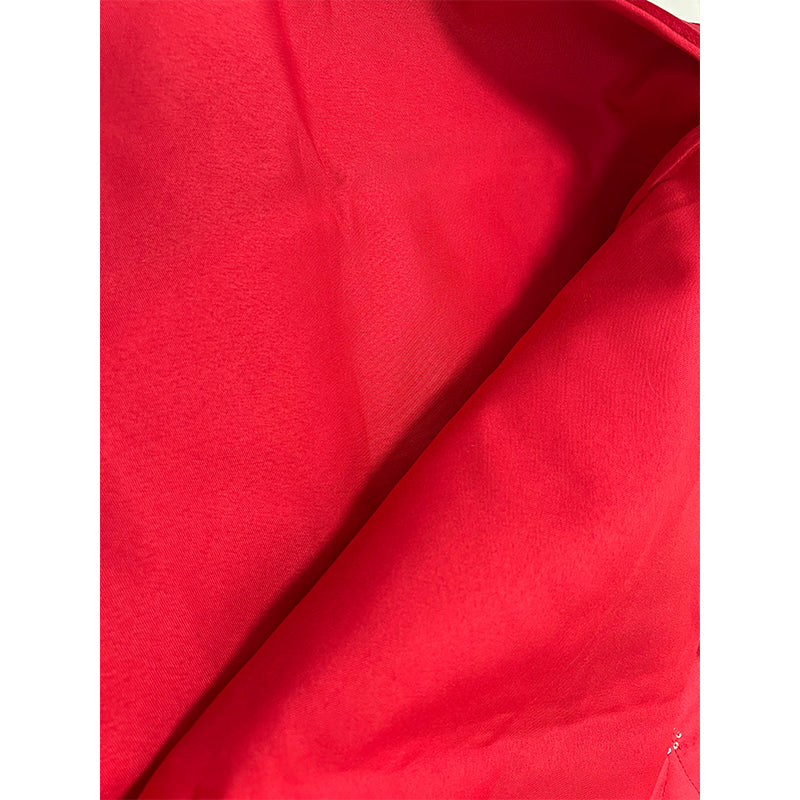 36"Velvet checked tree skirt, red