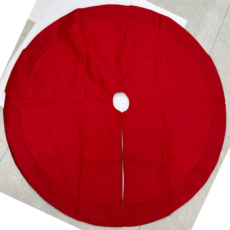 36"Velvet checked tree skirt, red