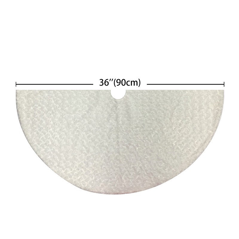 36"Faux fur tree skirt with rose pattern, white