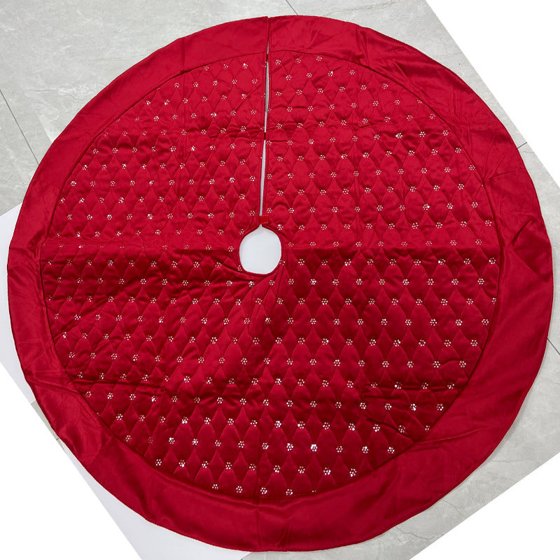 36"Velvet checked tree skirt, red