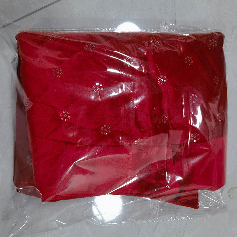 36"Velvet checked tree skirt, red