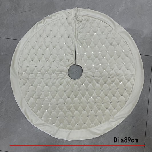 36"Velvet checked tree skirt, white