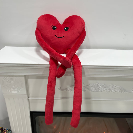 Valentine's - Plush lovely heart with dangly leg decoration